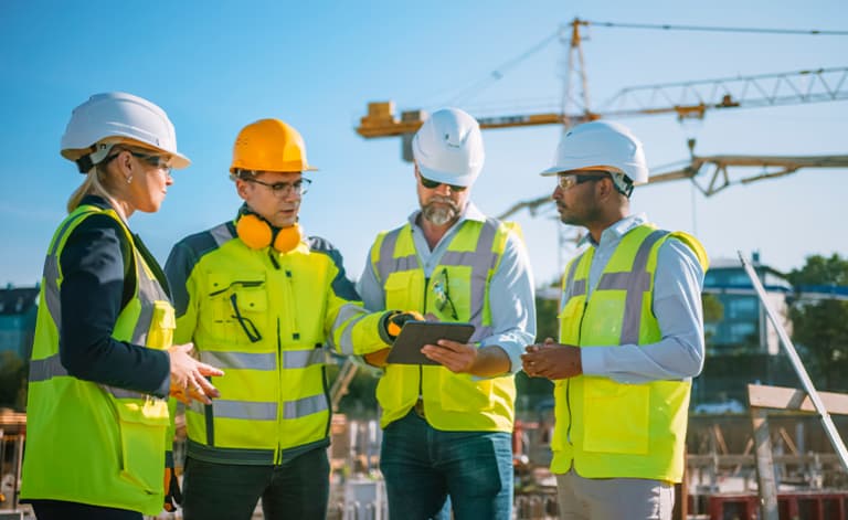 engineers with hard hats on