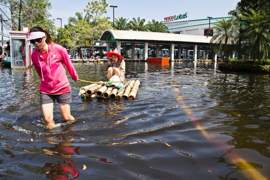 flooded town